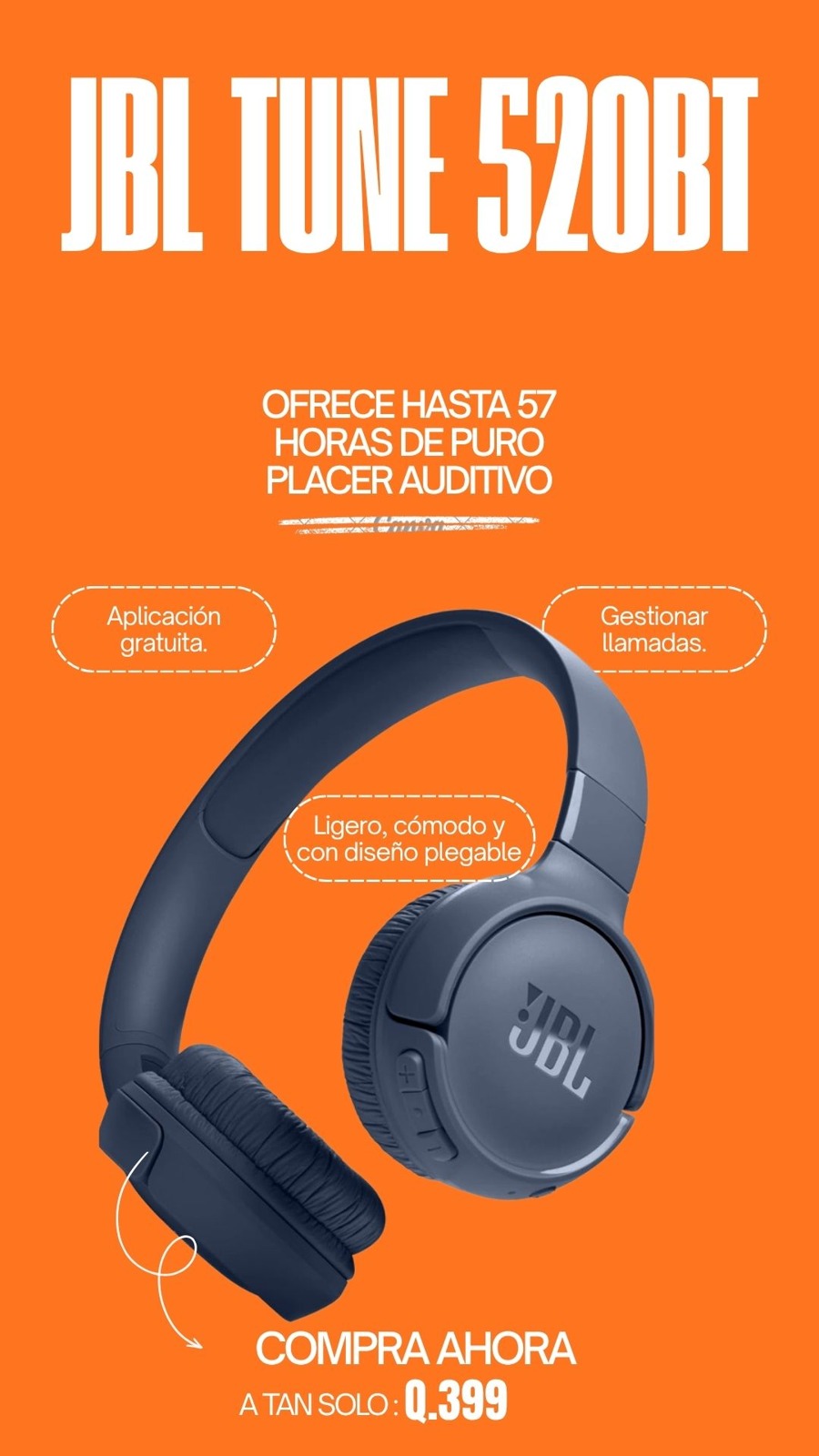 Audífonos JBL Tune 520BT